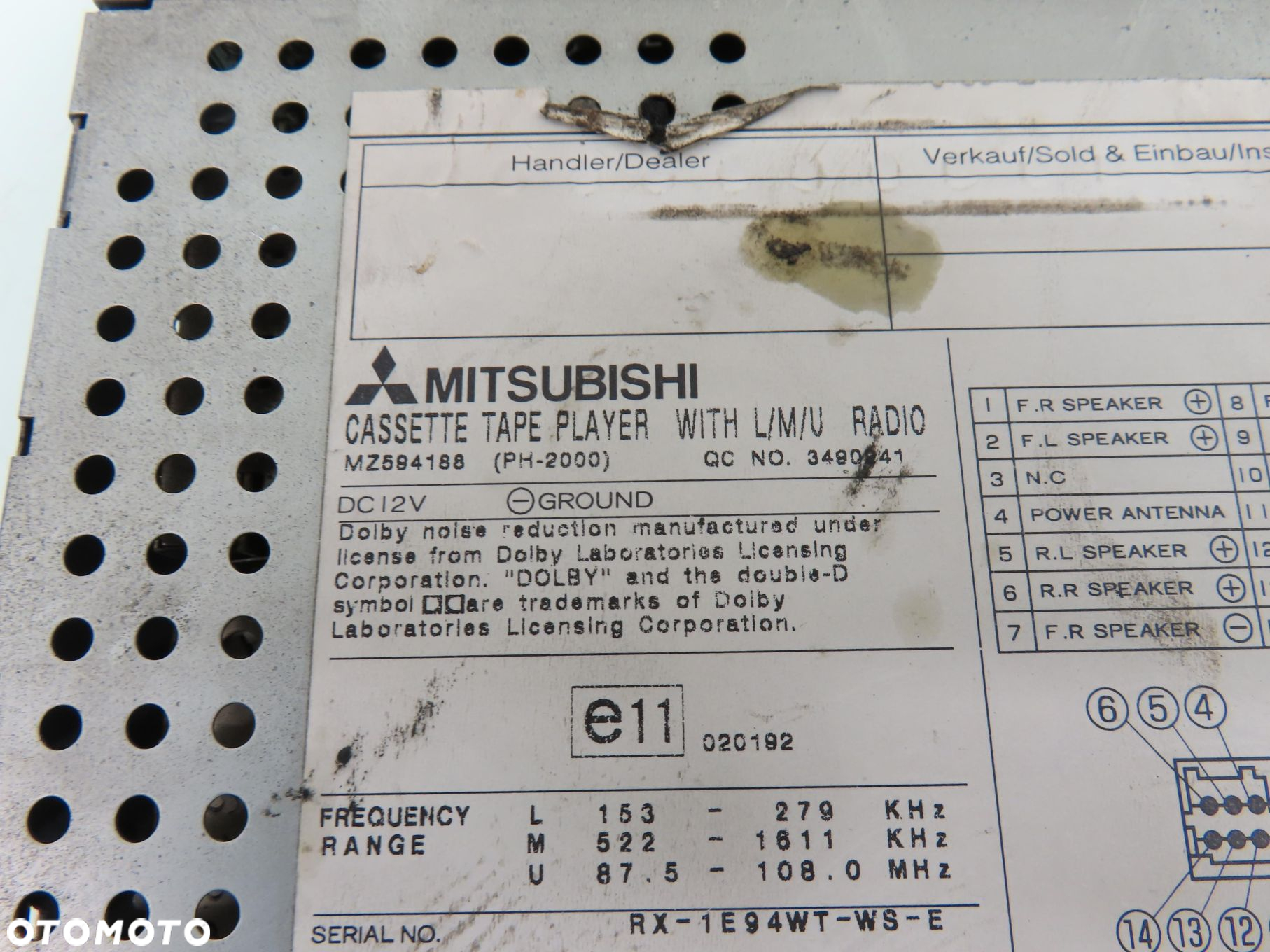 RADIO KASETA  MITSUBISHI SPACE STAR (DG_A) MZ594188 - 4