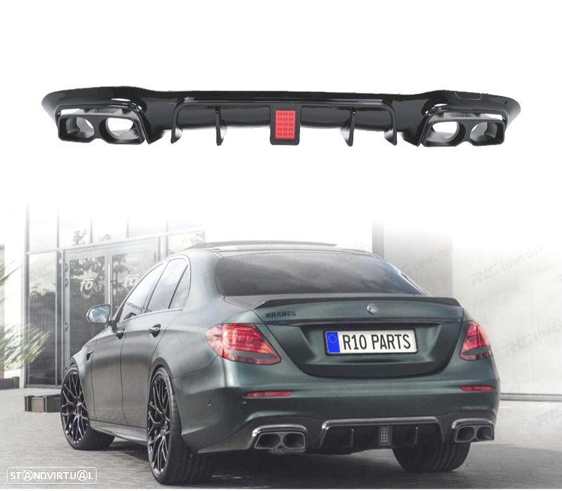 DIFUSOR TRASEIRO MERCEDES W213 16-23 LOOK BRABUS PRETO BRILHANTE - 1