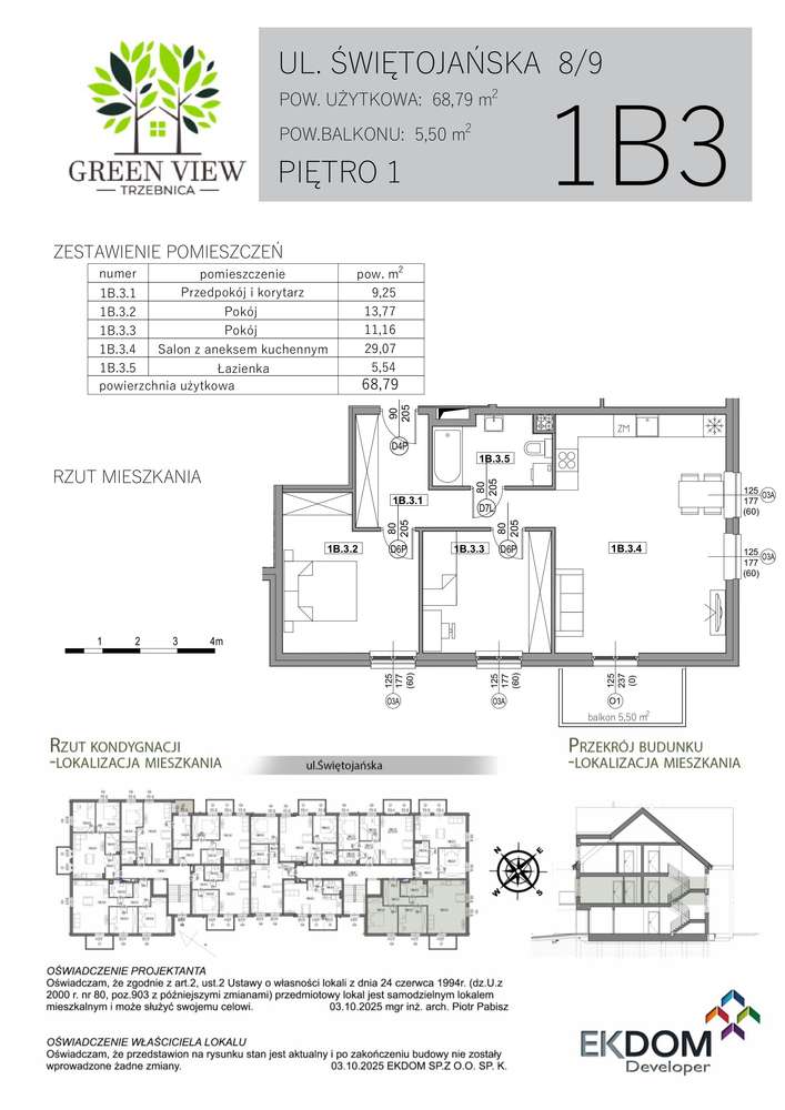 Przestronne 3-pokojowe gotowe mieszkanie || 68,79  m2 + 5,5 m2 - Pełny obrazek: 4/11