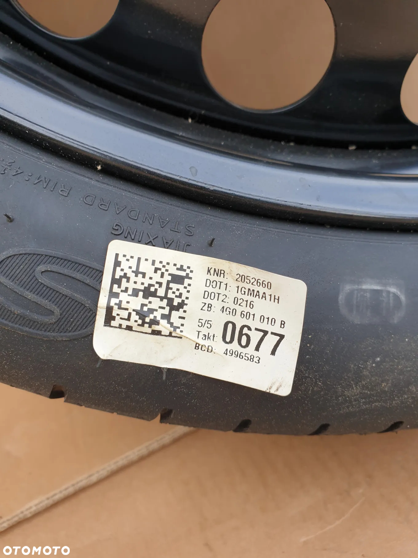 VW SKODA SEAT 5X112  AUDI A6  C7 A7 A5 4G DOJAZDÓWKA ZAPAS KOŁO ZAPASOWE CIENKIE CIENKI DOJAZD R20 4G0601027E T 145/60 R20 NOWE ! - 10