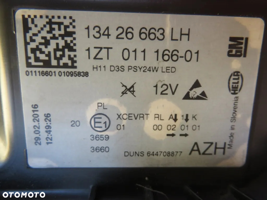 REFLEKTOR LEWY OPEL INSIGNIA A LIFT 13-17R BI-XENON SKRĘTNY LED 1ZT011166-01 DEMONTAŻ KRAKÓW - 12