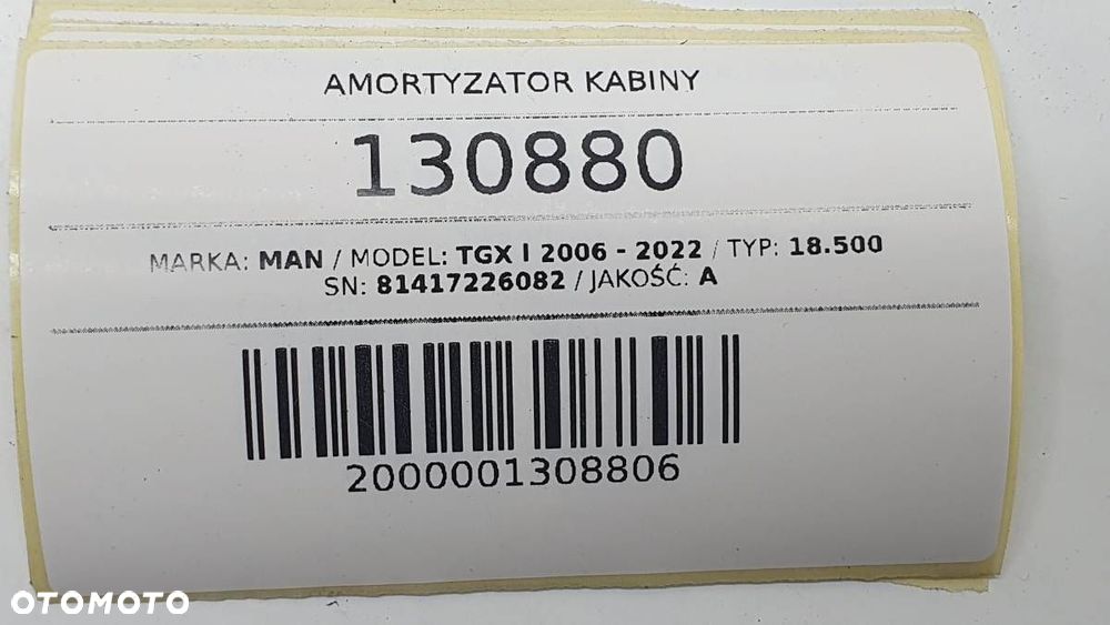 AMORTYZATOR KABINY PODUSZKA MOCOWANIE MAN TGX I 81417226082 - 6