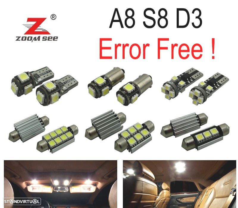 KIT COMPLETO DE 25 LÂMPADAS LED INTERIOR PARA AUDI A8 S8 D3 2003-2009 - 1