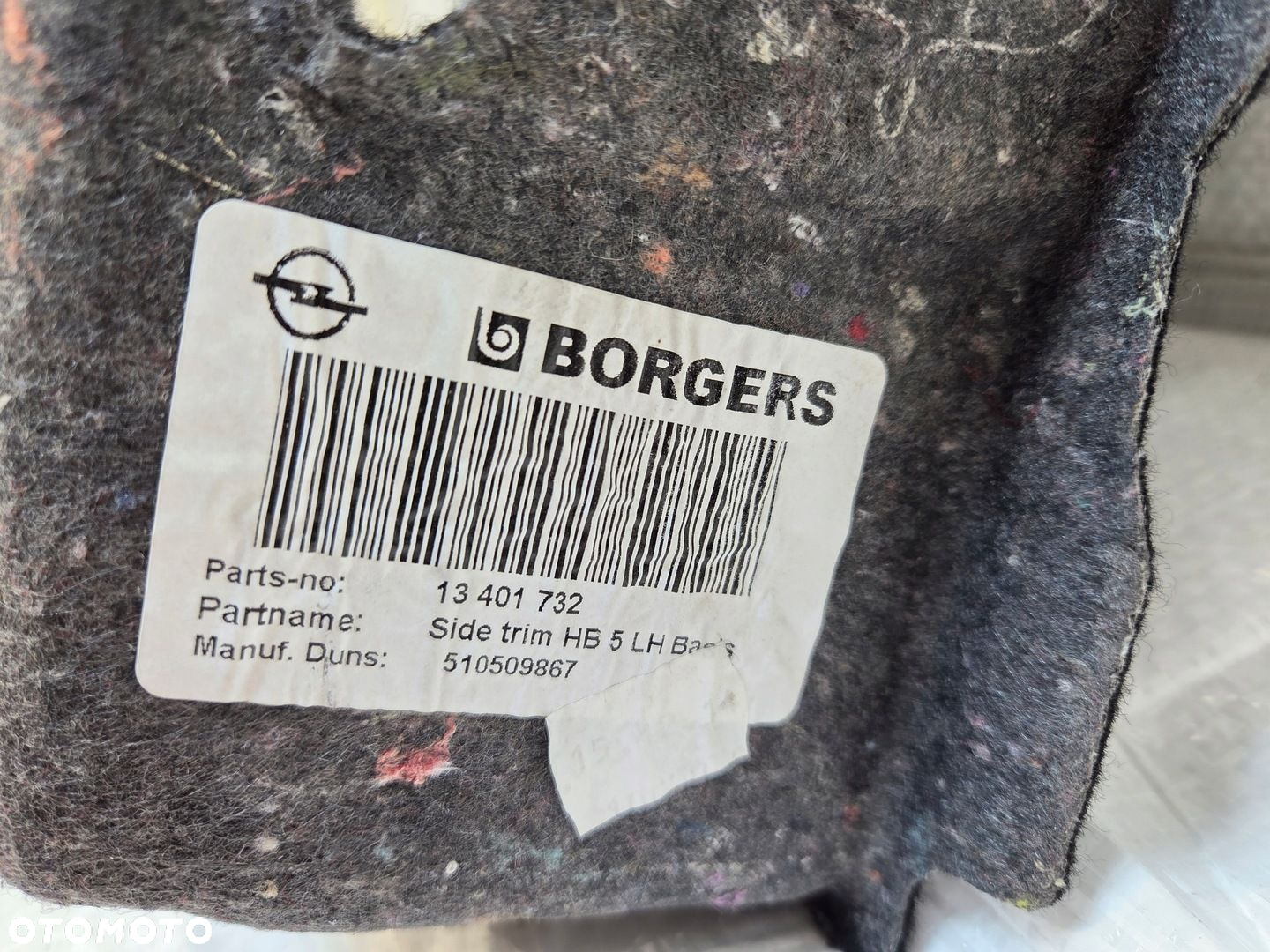 OPEL ASTRA J IV HB BOCZEK TAPICERKA BAGAŻNIKA LEWA 13401732 - 9