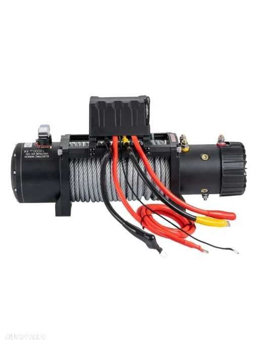 Troliu electric auto EMD Winch 12000lbs (5443kg), 12V, cablu otel, 26m, raport 265:1 - 5
