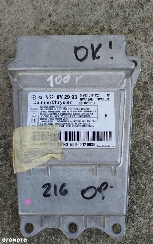 MERCEDES s 220 e 211 CLK 209 sprinter 906 vito 639 moduł sensor poduszek air bag - 5