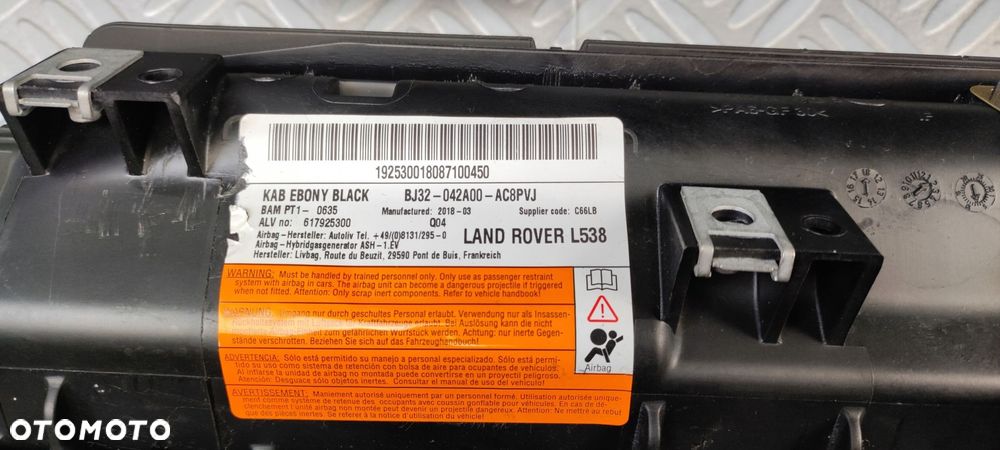 deska rozdzielcza kokpit poduszki airbag LAND ROVER DISCOVERY SPORT L550 EU - 12