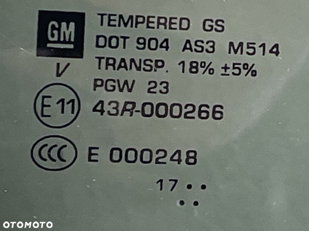 O5 BUICK ENCLAVE II 2017 - SZYBA DRZWI PRAWY TYŁ CIEMNA AS3 43R000266 - 3