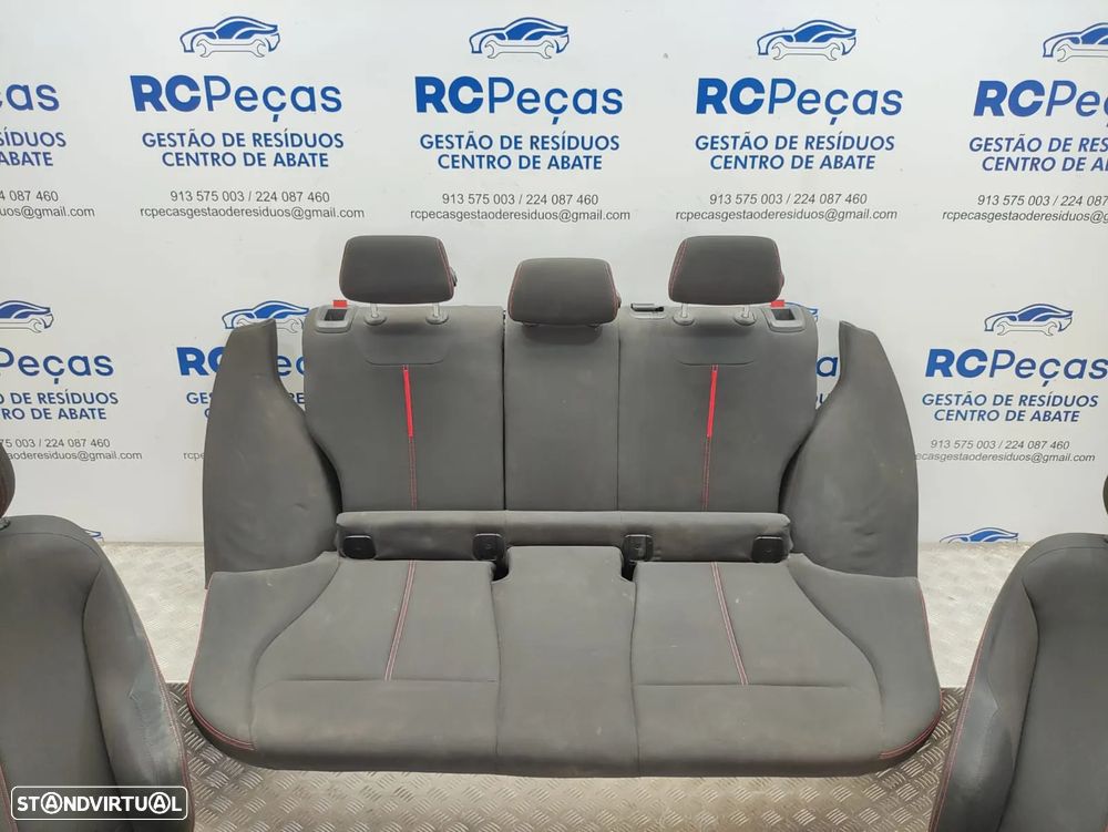 Conjunto Bancos em Tecido BMW Serie 1 F20 Pack M Eletricos Costura Vermelha 2012 a 2019 - 4
