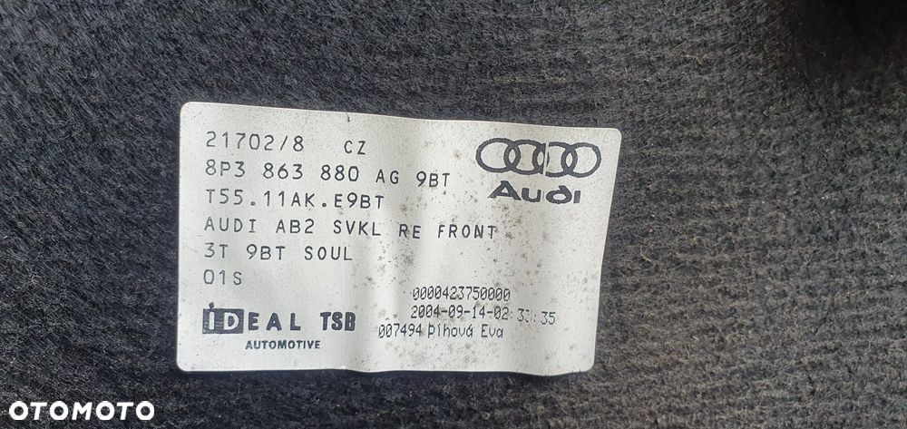 Tapicerka boczek bagażnika prawy tył Audi A3 8P 8P3863880AG - 6
