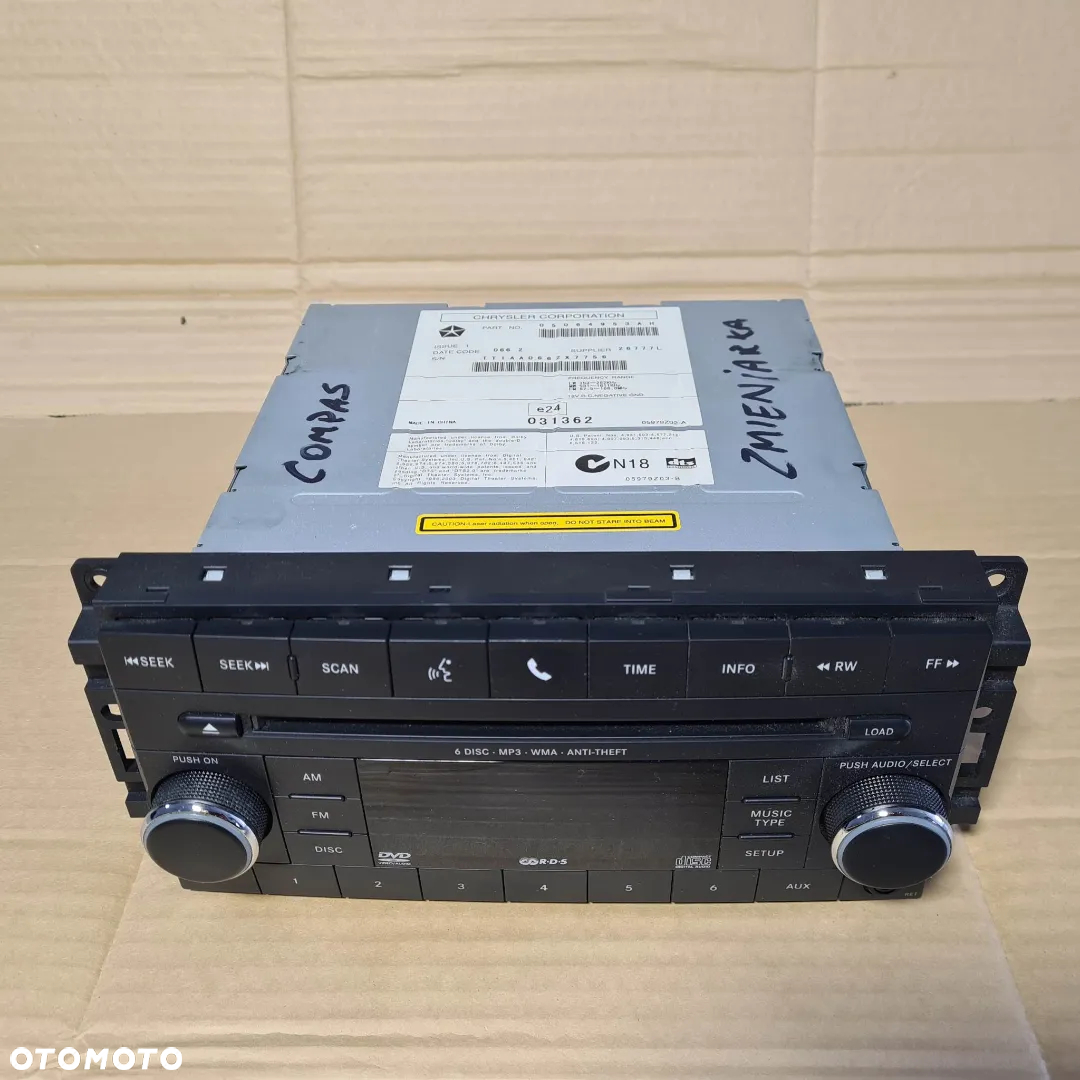 JEEP COMPASS RADIO ZMIENIARKA 6 PŁYT AUX DVD BLUETOTH - 2