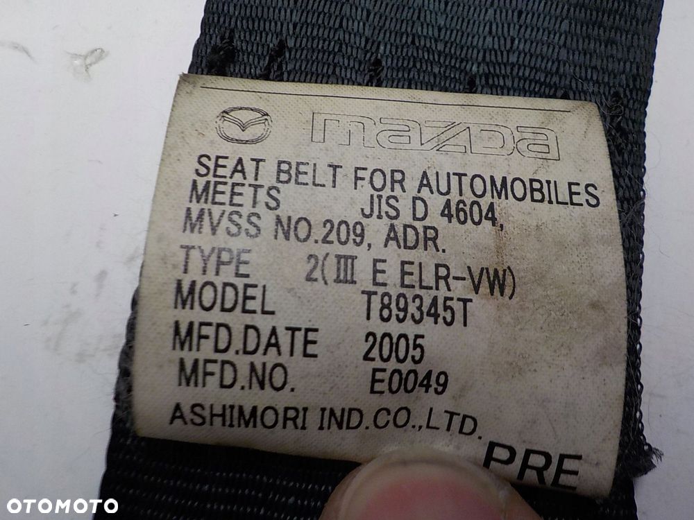 MAZDA MX-5 III PAS BEZPIECZEŃSTWA NAPINACZ PRAWY PRZÓD T89345T - 6