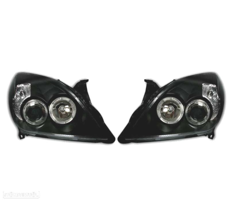 FARÓIS FRONTAIS ANGEL EYES PARA OPEL VECTRA C 05-08 E OPEL SIGNUM 05-08 FUNDO PRETO - 1