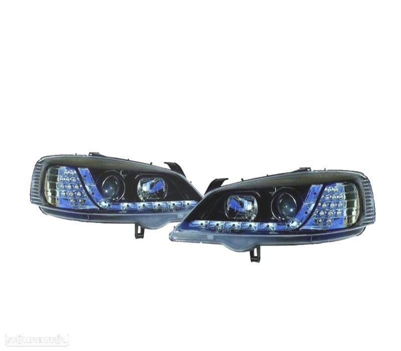 FARÓIS OPEL ASTRA G 97-04 LUZ DIURNA LED CROMADO - 1
