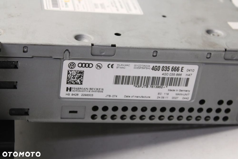 AUDI A7 C7 4G 10R- RADIO RADIOODTWARZACZ NAWIGACJA CZYTNIK PANEL 4G0035666E - 6