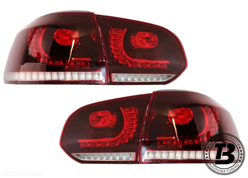 Stopuri Full LED compatibile cu VW Golf 6 VI R20 Cherry Red Design - 9