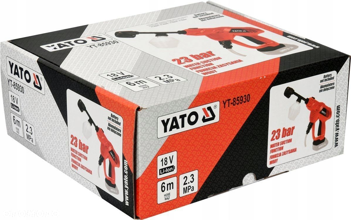 YATO MYJKA CIŚNIENIOWA AKUMULATOROWA 18V Z ZASYSANIEM 23 BAR YT-85930 - 7