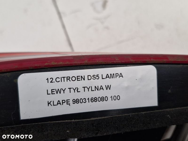 CITROEN DS5 LAMPA LEWY TYŁ TYLNA W KLAPĘ 9803168080 - 7