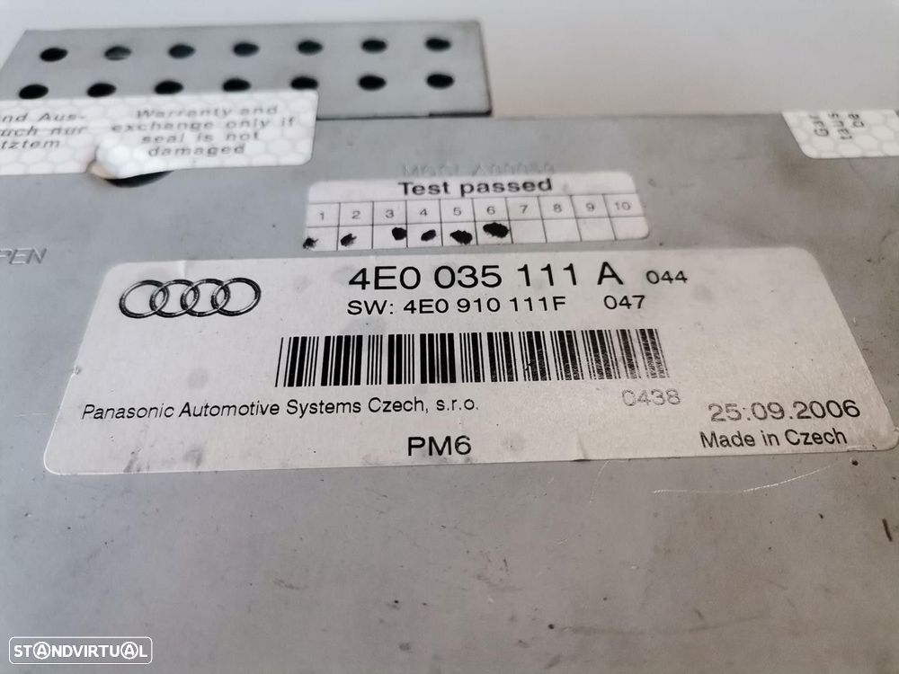 SISTEMA AUDIO / RADIO CD AUDI A8 2007 -4E0035111A - 4