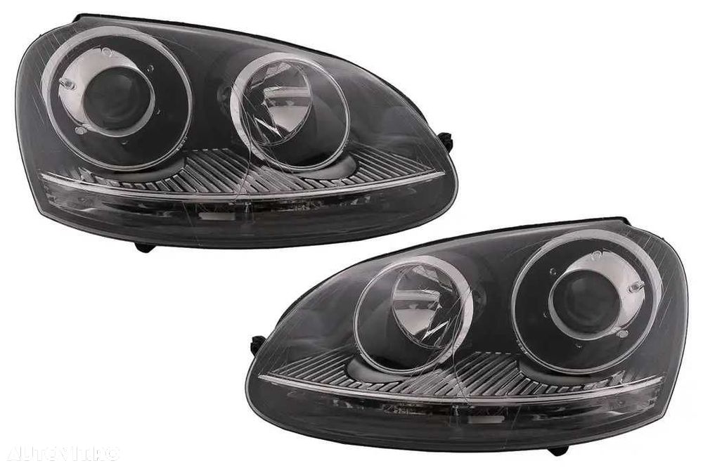 Faruri VW Golf 5 Jetta GTI R32 Look Lupa Chrome Black Kitt sau DEPO - 3