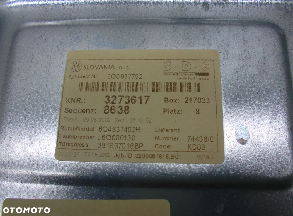 VW Polo 9N Podnośnik Mechanizm podnoszenia szyby przód lewa prawa strona - 4