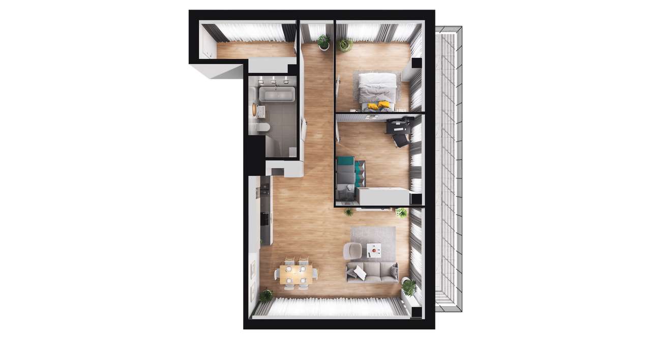 3-pokojowe mieszkanie 71m2 + balkon Bezpośrednio - Pełny obrazek: 3/21