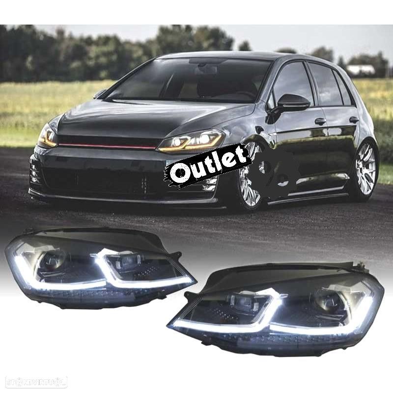 R012837C1 FAROIS VOLKSWAGEN VW GOLF 7 12-17 DRL DINAMICOS PRETO LOOK 7.5 R LINE - 1