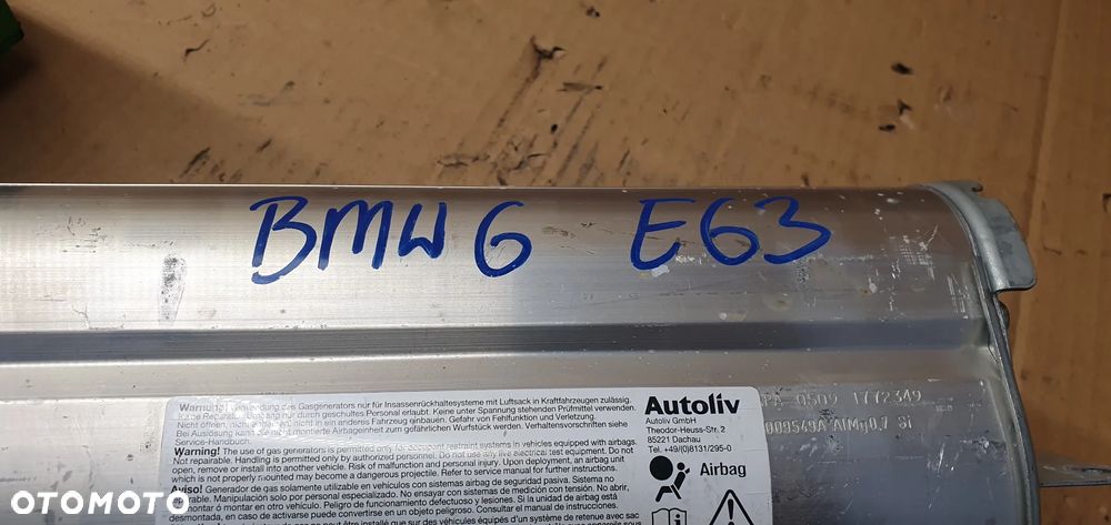 Poduszka Airbag pasażera konsoli deski BMW 6 E63 - 8
