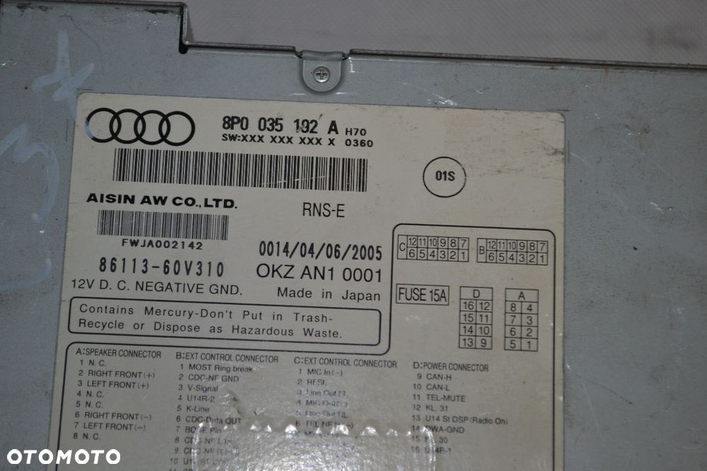 R37 RADIO SAMOCHODOWE AUDI A3/S3 RNS-E 8P0035192A - 2