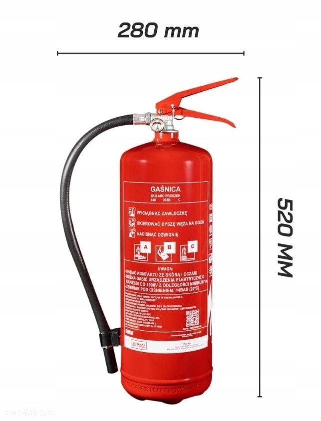 gaśnica proszkowa 6 kg gp-6x abc z uchwytem zaczepowym - 2