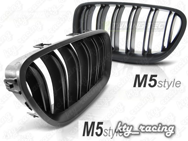 Grile duble pentru BMW F10 seria 5 M5 LCI look Negru Lucios sau Mat  CALITATE PREMIUM ⭐️⭐️⭐️⭐️⭐️ - 6