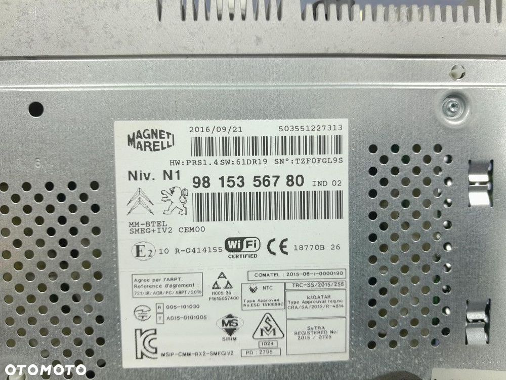 PEUGEOT 2008 I LIFT RADIO NAWIGACJA CZYTNIK NAPĘD MODUŁ 9815356780 - 5