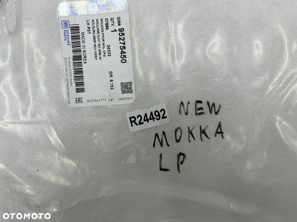 Listwa Opel Mokka A 12-16r. lewy przedni rant nadkola błotnika nakładka lewy przód nowy orginalny 95 - 13