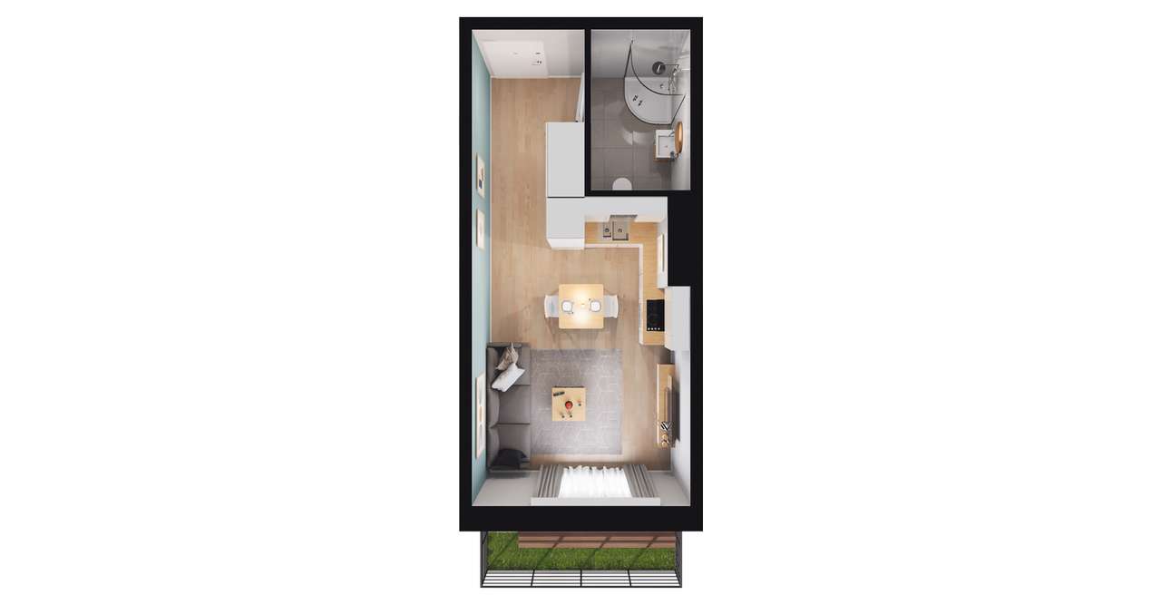 1-pokojowy apartament inwestycyjny 24m2 + ogródek - Pełny obrazek: 3/16