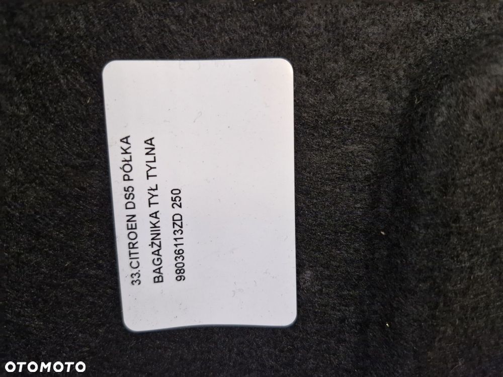 CITROEN DS5 PÓŁKA BAGAŻNIKA TYŁ TYLNA 98036113ZD - 9
