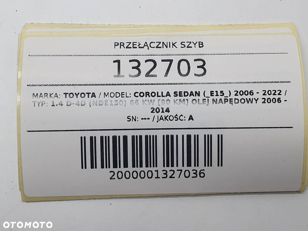 PRZEŁĄCZNIK PANEL SZYB PRZÓD PRZEDNI LEWY TOYOTA COROLLA E15 EU - 6
