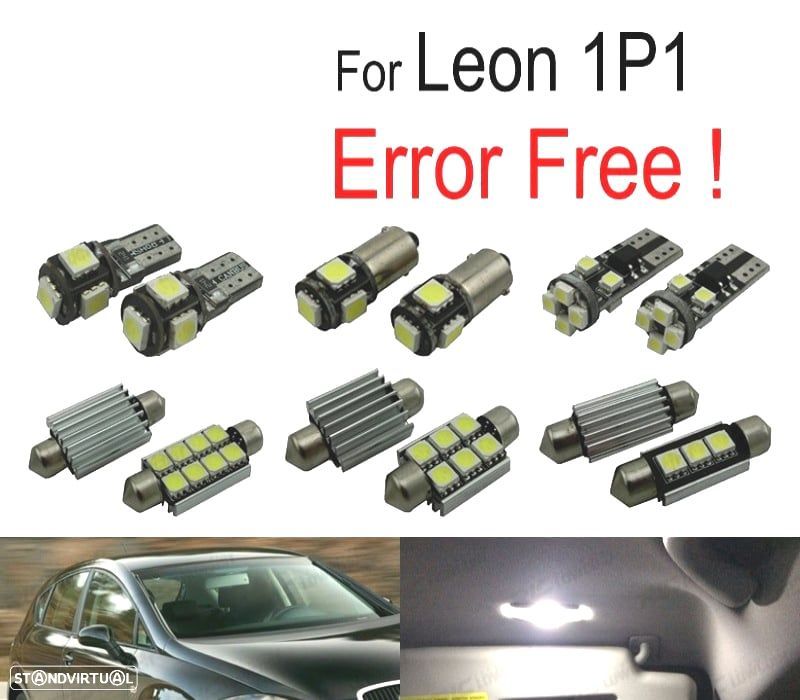 KIT COMPLETO 13 LAMPADAS LED INTERIOR PARA SEAT LEON MK2 1 P 1P1 05-12 - 1