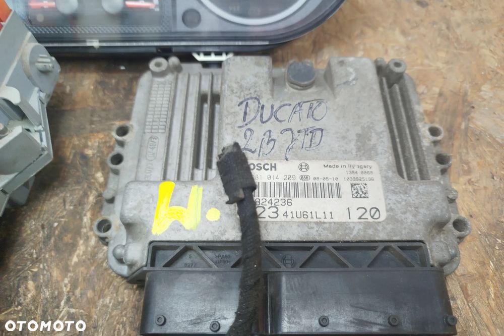 Zestaw startowy, komplet do odpalenia auta, komputer BOSCH 0281014209 / 51824236 sterownik silnika 2,3jtd Euro4 120KM do Fiat Ducato III 06-2014r, w komplecie: sterownik silnika , stacyjka, kluczyk, moduł komfortu, immobilizer, licznik - 3