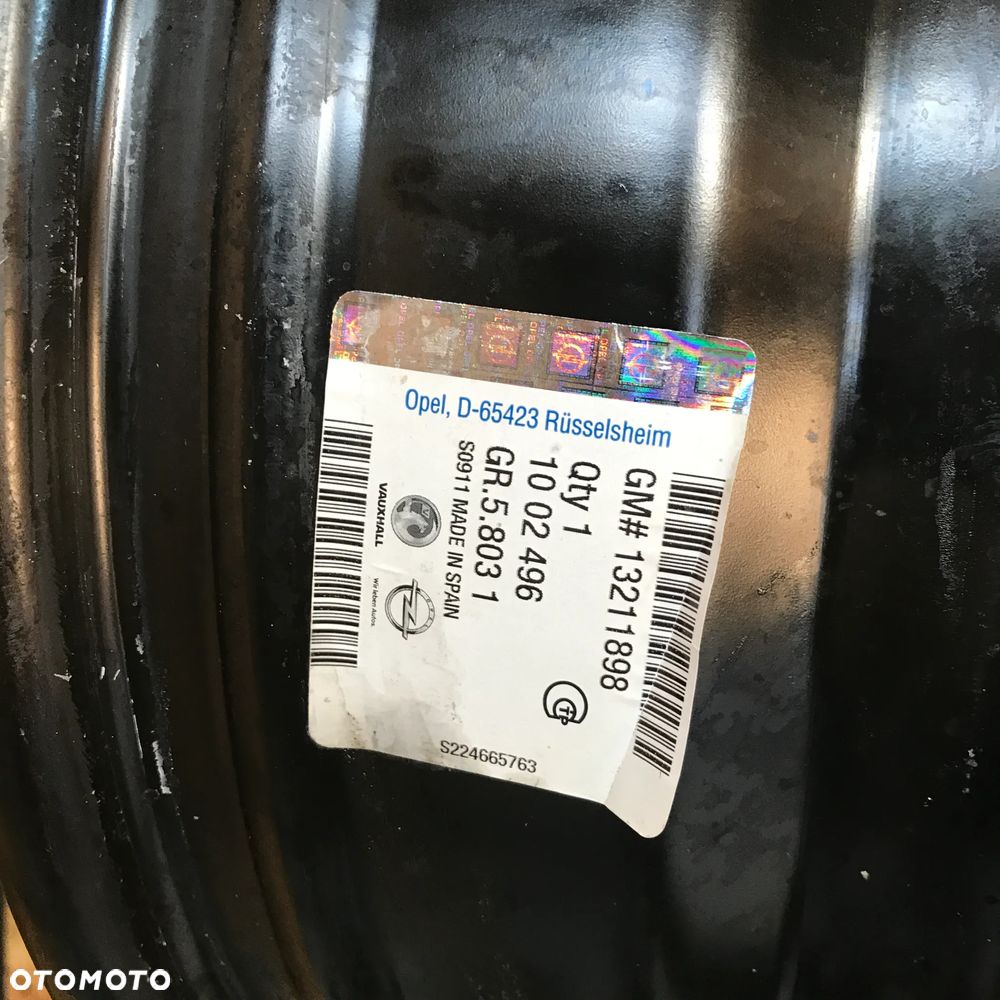 4 FELGI STALOWE OPEL CORSA D, ZAFIRA A  15'' 6J  ET39 , +TPMS - 6