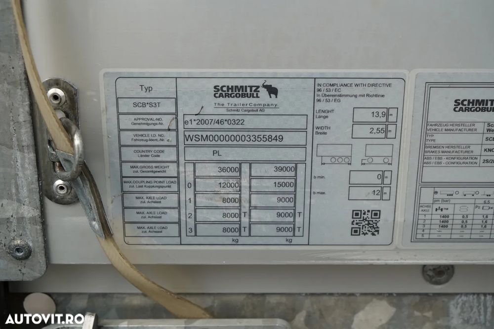 Schmitz Cargobull CORTINĂ / MEGA / PLATĂ JOSĂ / CAMION DIN OȚEL - 9 M / ACOPERIȘ CULISANT / AXĂ CULISANTĂ - 25
