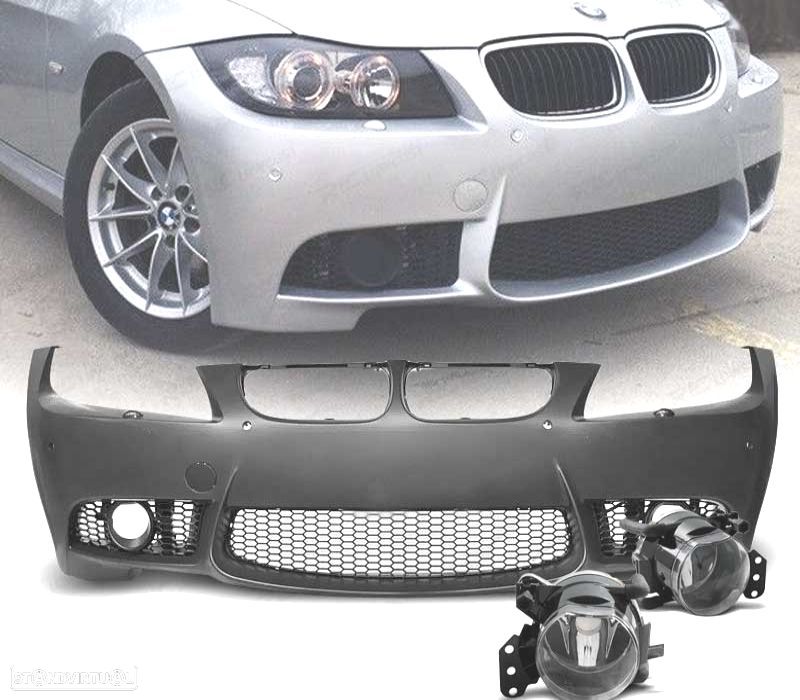 PARACHOQUES FRONTAL BMW E90 E91 08-12 LOOK M3 SRA + FAROIS NEVOEIRO - 1