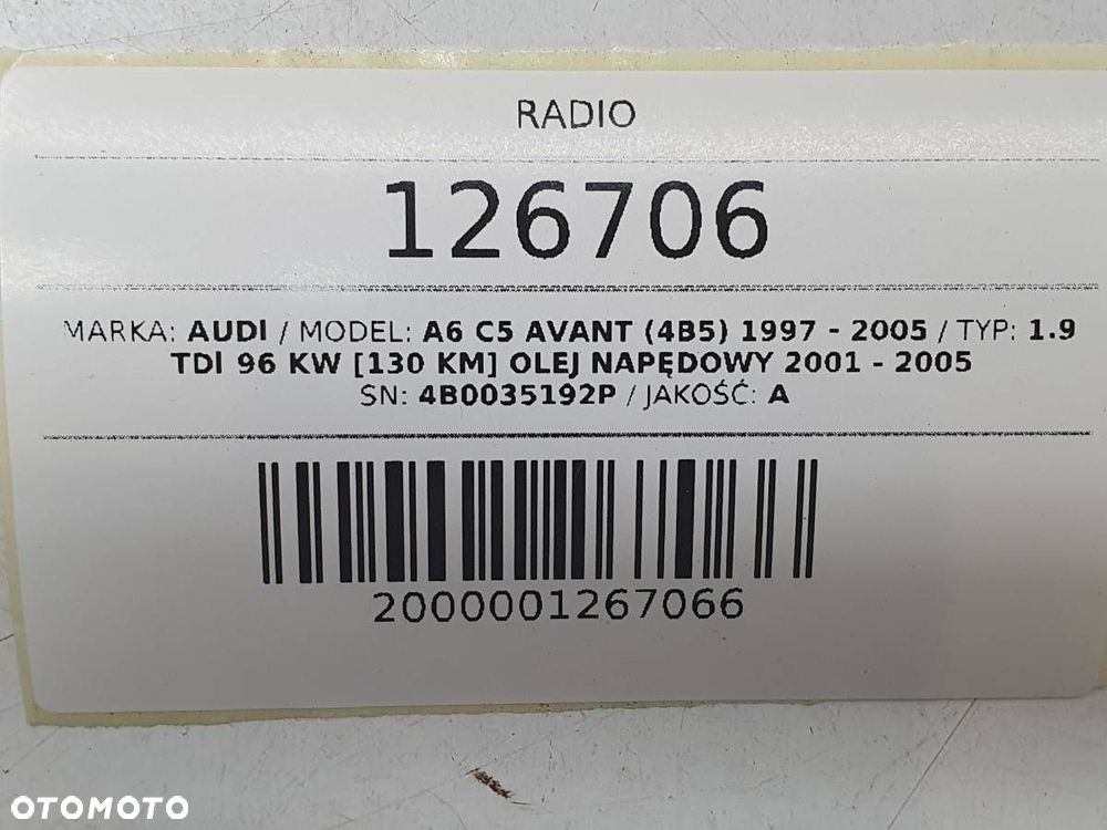 RADIO ODTWARZACZ CD NAVI AUDI A6 C5 4B0035192P - 8