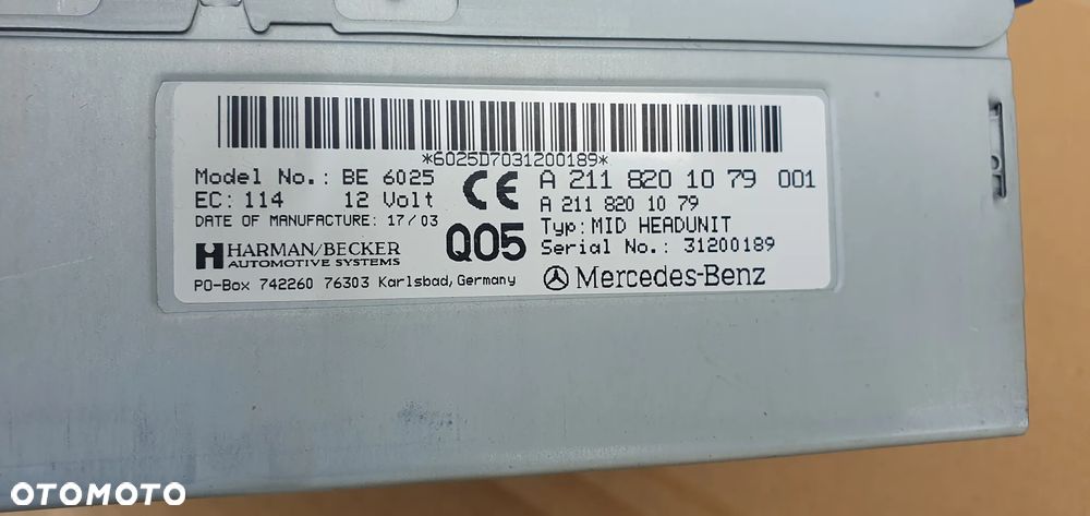 Radio radioodtwarzacz Mercedes E Klasa W211 A2118201079 - 9