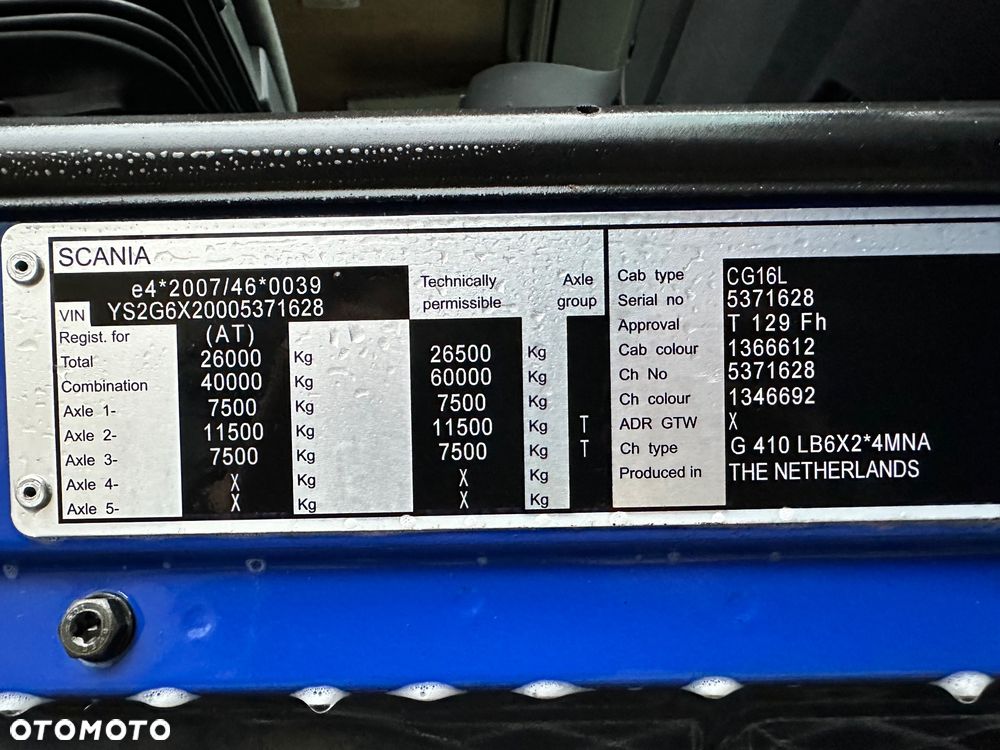 Scania G410 bez EGR 6x2 Dzienna łóżko Retarder Rama - 7