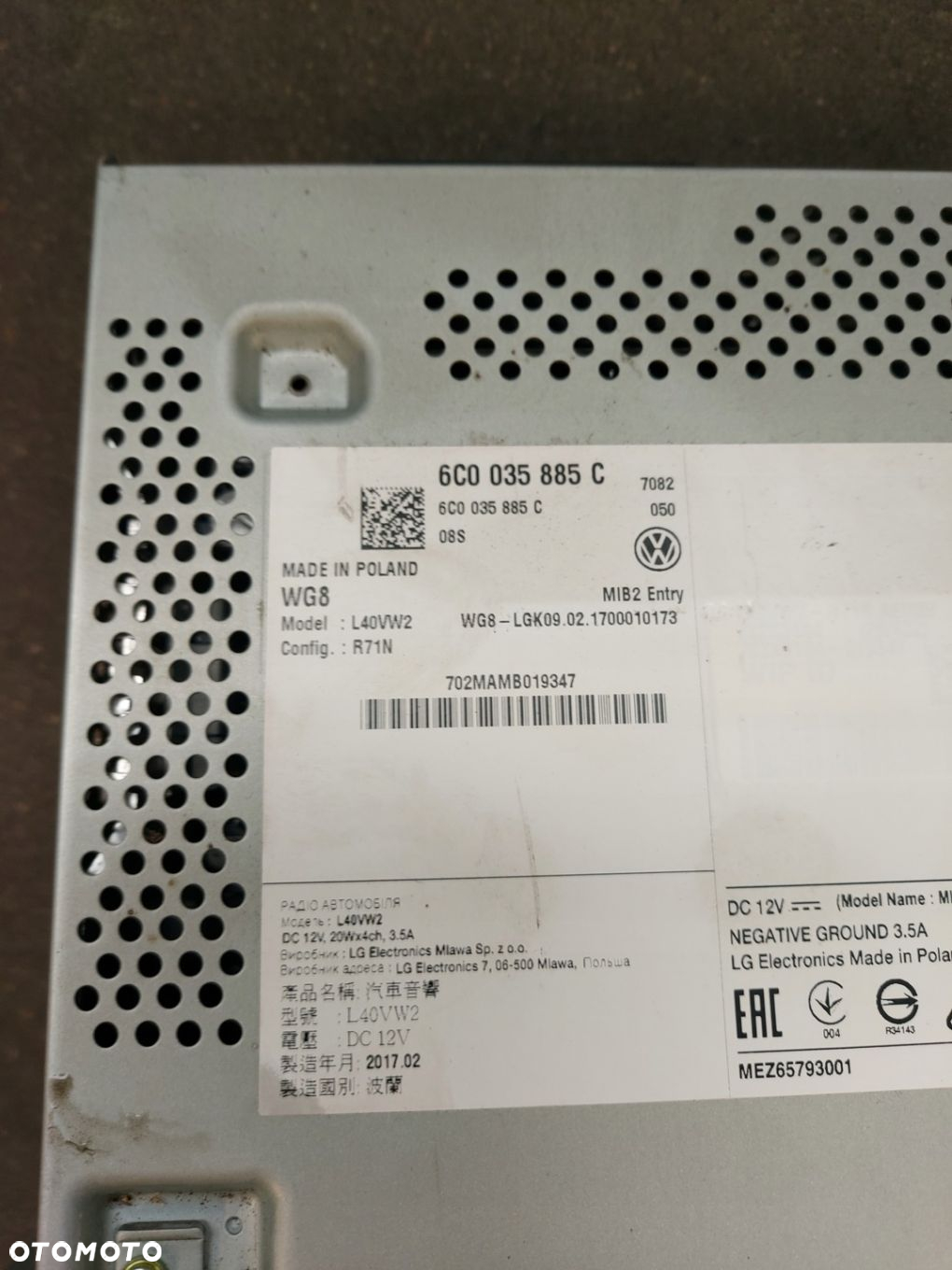 VW POLO V 6C0 RADIO WYŚWIETLACZ 6C0035885 C - 3
