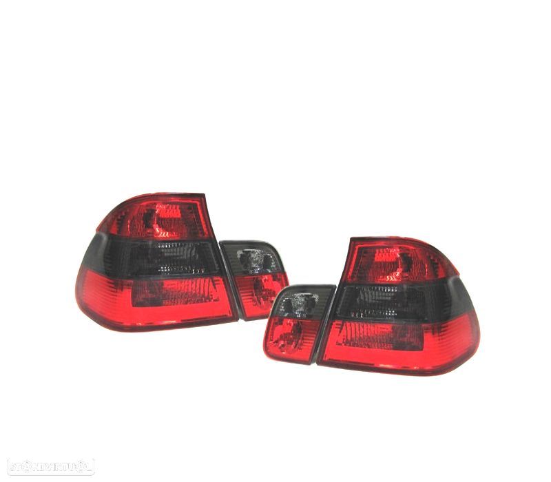 FAROLINS TRASEIROS BMW E46 98-01 VERMELHO PRETO - 1