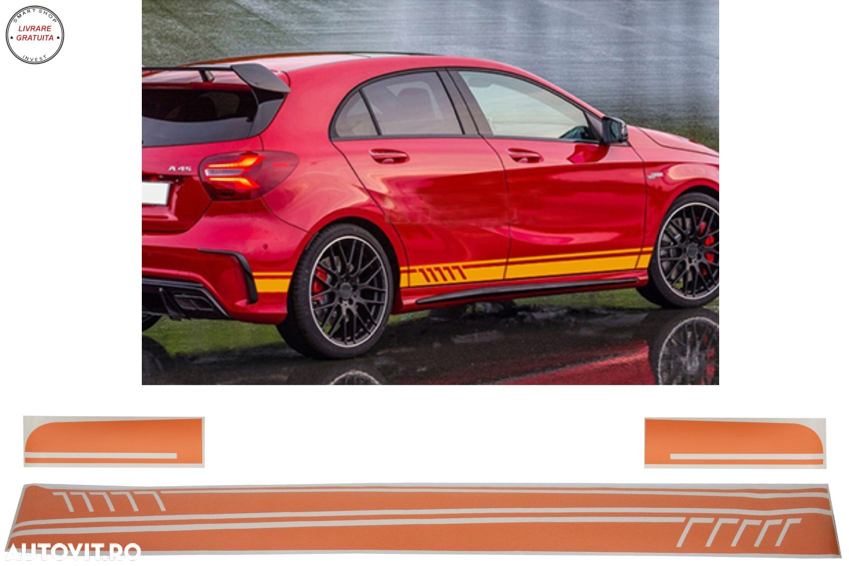 Stickere Laterale Portocaliu Mat Mercedes Coupe C238 W212 W213 E200 E300 E350 E46 - livrare gratuita - 1