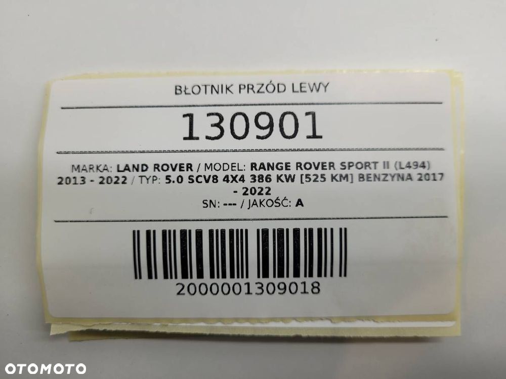BŁOTNIK PRZÓD LEWY RANGE ROVER SPORT II LIFT L494 ORYGINAŁ JK62-16016 LKT - 15