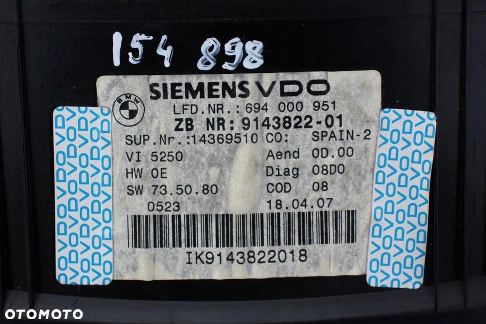 Licznik BMW e90 e91 e92 e93 diesel UK 9143822 318d 320d - 3