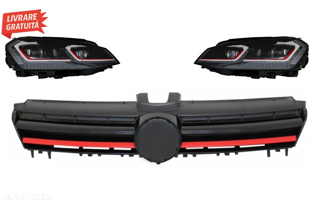 Faruri LED Bi-xenon Look VW Golf 7 VII (2012-2017) Facelift G7.5 GTI Design cu Sem- livrare gratuita - 1